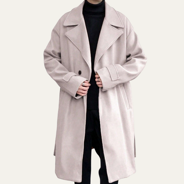 Mens Wool Wrap Coat with Belt Smart Fit
