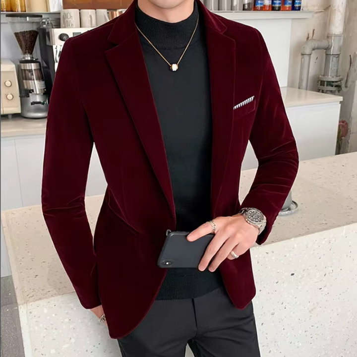 Mens Slim Fit Jacket Single Button Classic Style
