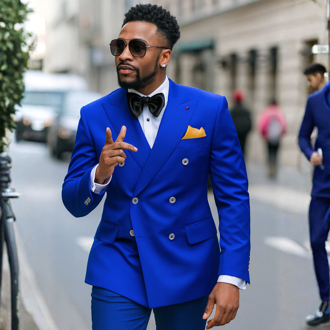 Mens Slim Fit Double-Breasted Blazer Jacket