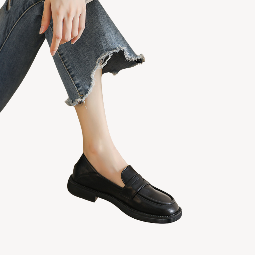 Womens Loafers Faux Leather Chunky Sole - BritishMode