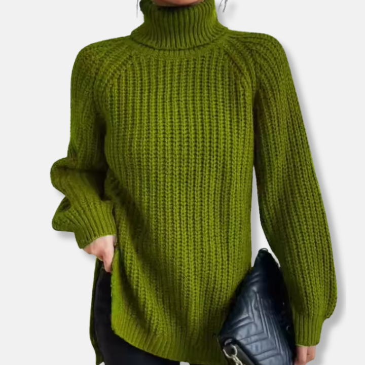 Womens Wool Knit Pullover Sweater Chunky Turtleneck Oversized Fit