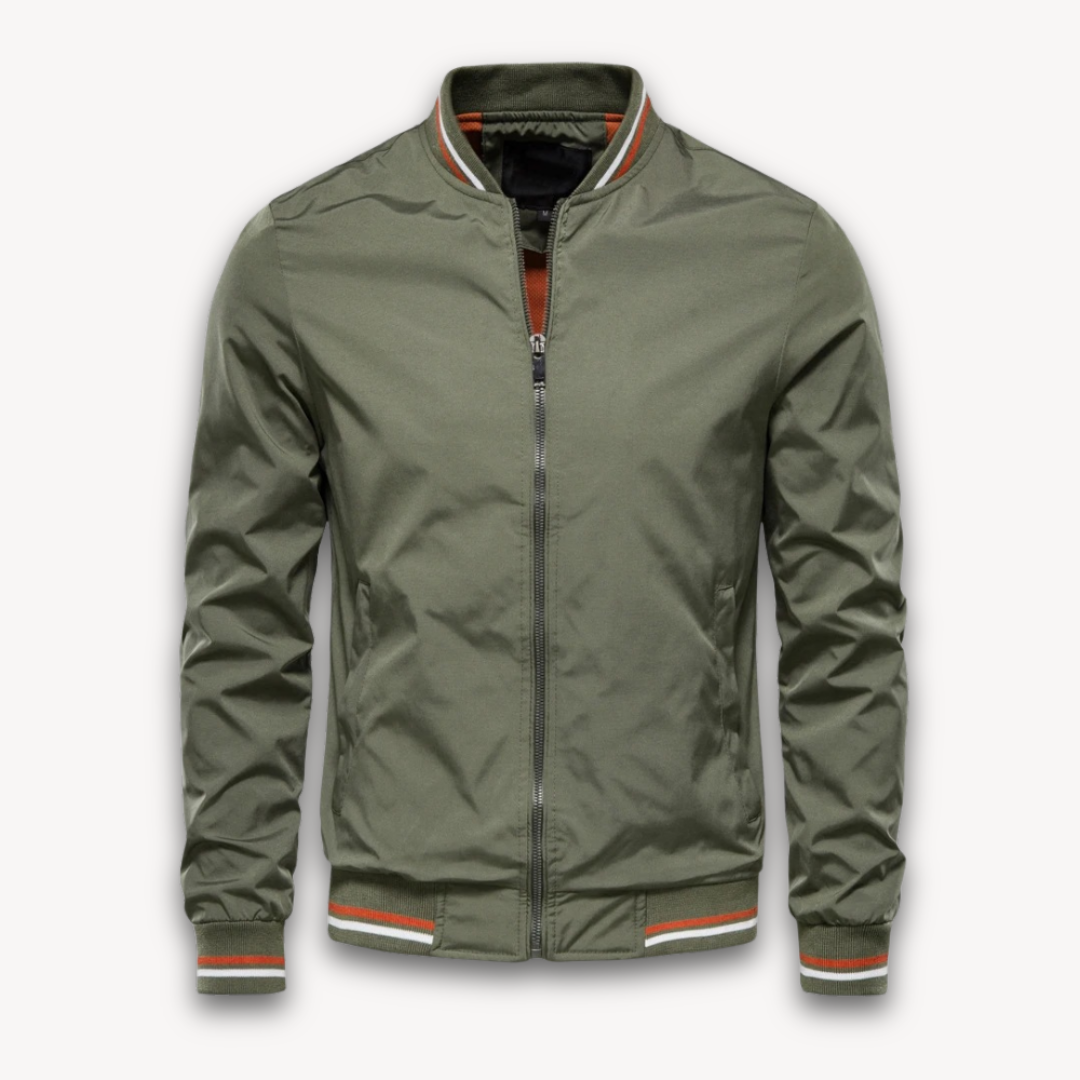 Mens Bomber Jacket Lightweight Polyester Zip-Up Windbreaker
