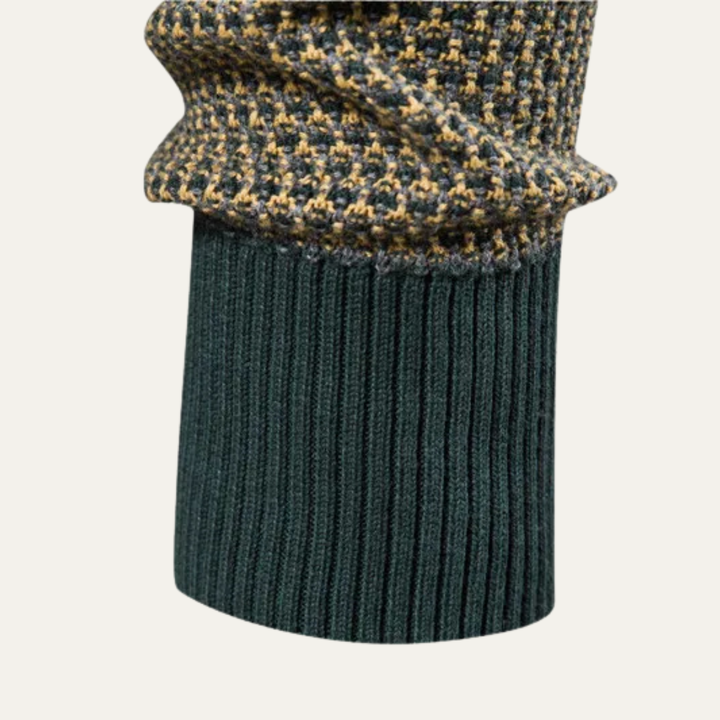 Mens Knit Jumper with Contrast Trim Winter Warm Fit