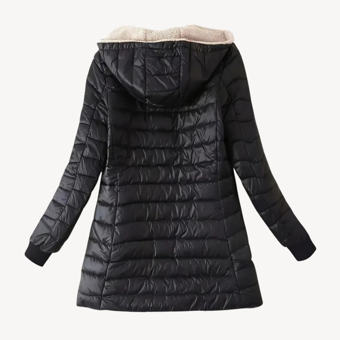 Womens Hooded Puffer Jacket Sherpa Lining Insulated