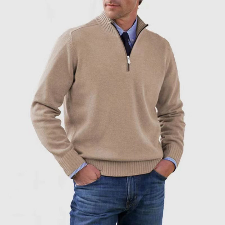 Mens Half-Zip Sweater Cotton Blend Regular Fit