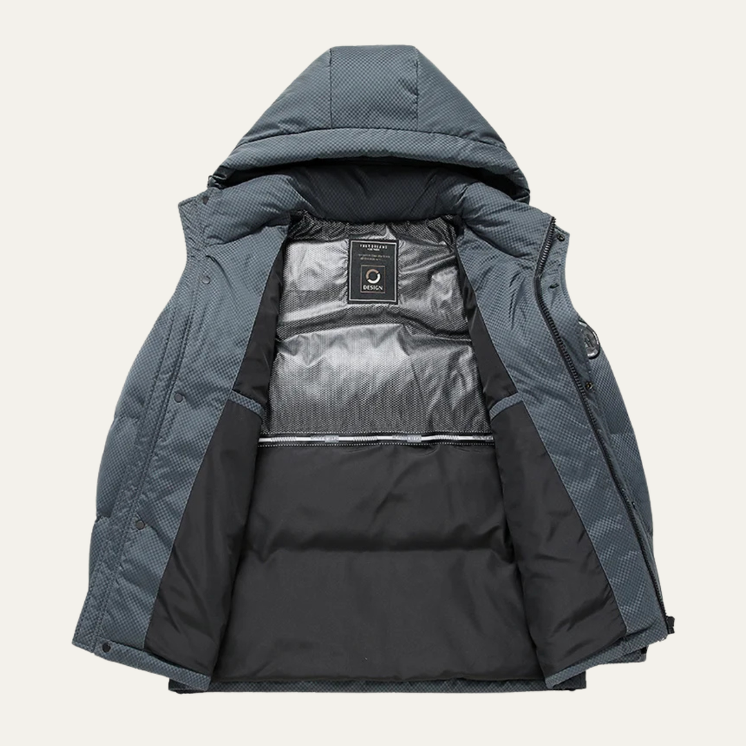 Mens Down Puffer Jacket Waterproof Hooded Insulated