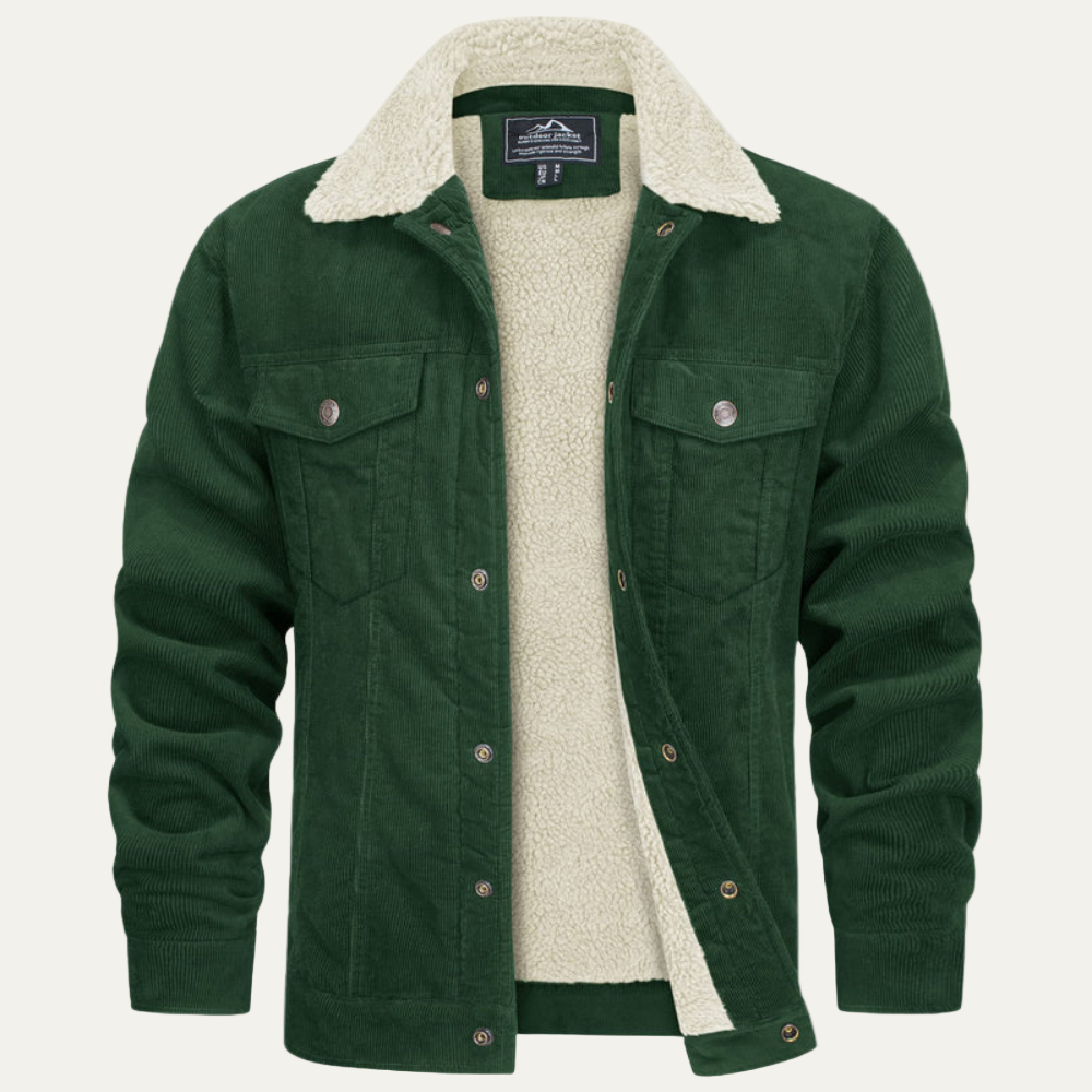 Mens Denim Trucker Jacket with Shearling Collar