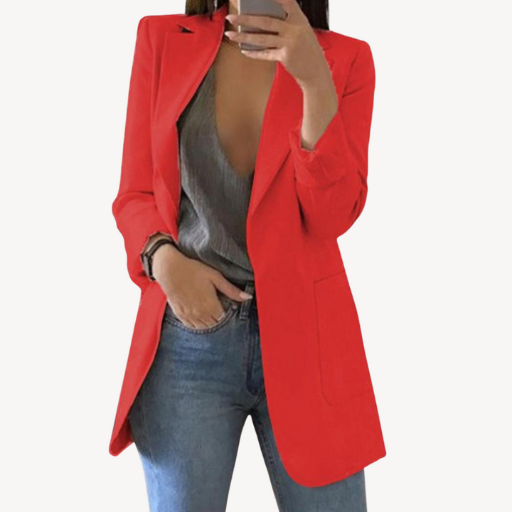 Womens Long Blazer Open Front Tailored Fit