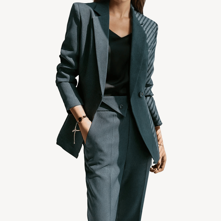 Womens Tailored Blazer and Pants Set Formal Fit - BritishMode