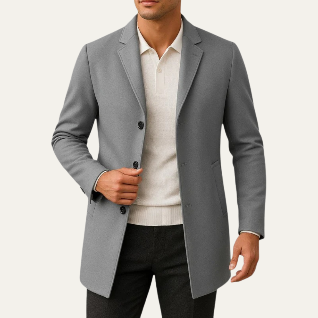 Mens Car Coat Stand Collar Minimalist Style
