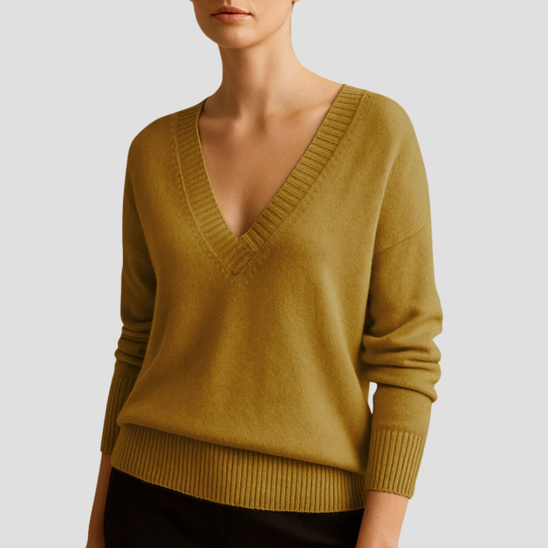 Womens Classic V-Neck Knit Sweater