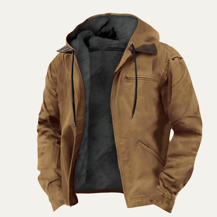 Mens Hooded Cotton Zip Jacket Warm Fit - BritishMode