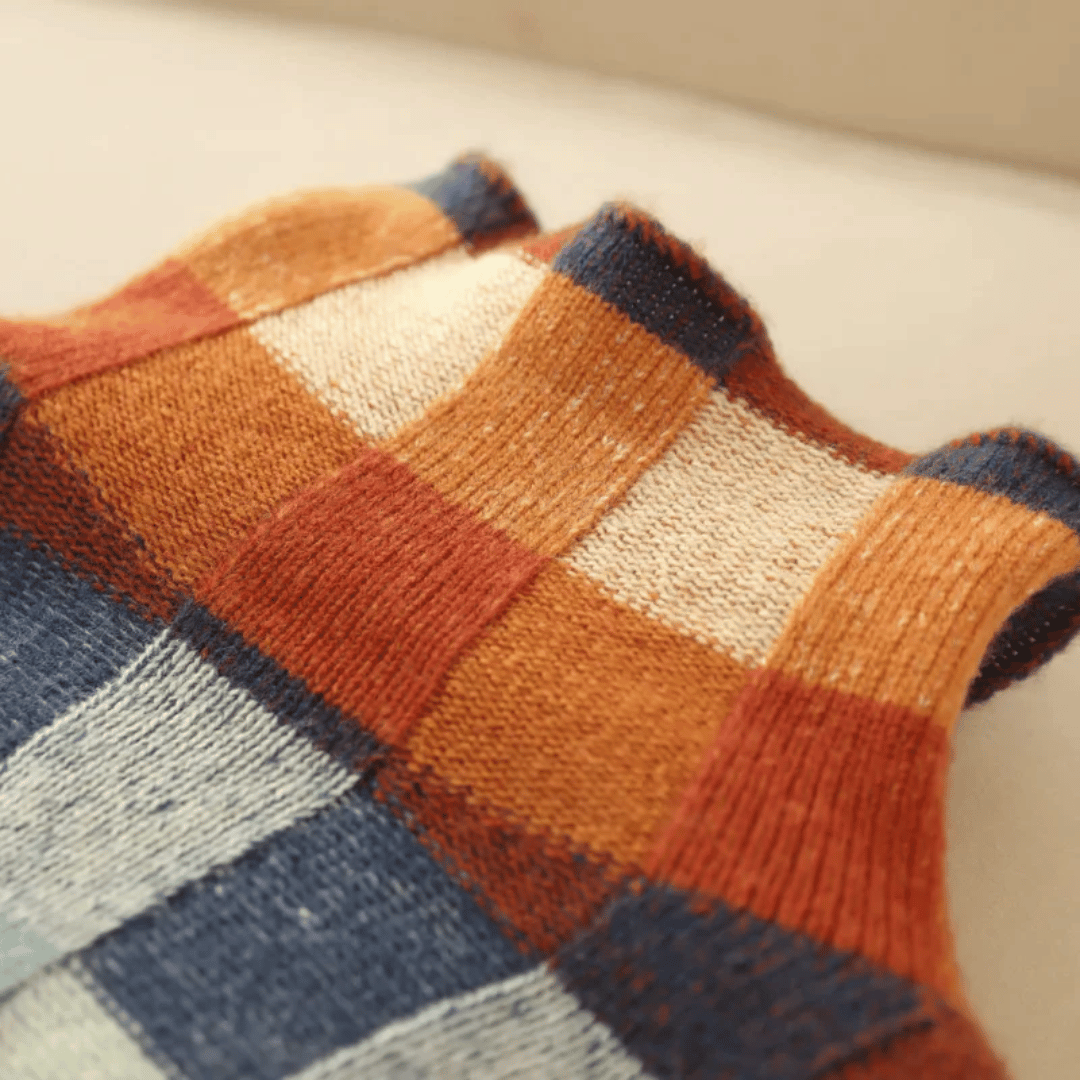 Womens Cashmere Turtleneck Sweater Patchwork Design