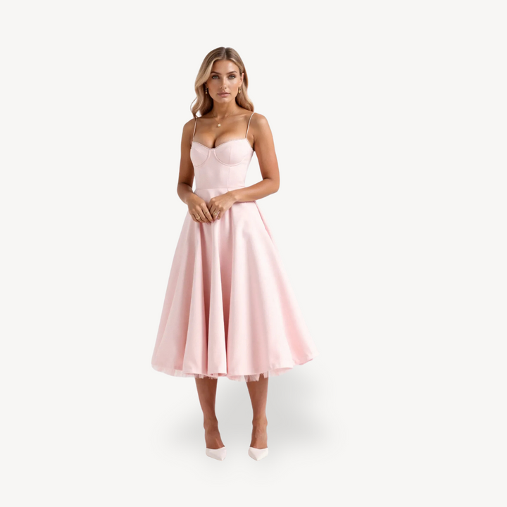 Womens A-Line Midi Dress Cotton with Pockets