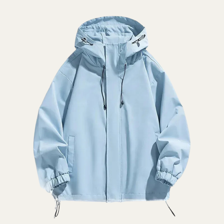 Mens Hooded Shell Jacket Water Resistant Minimalist Fit