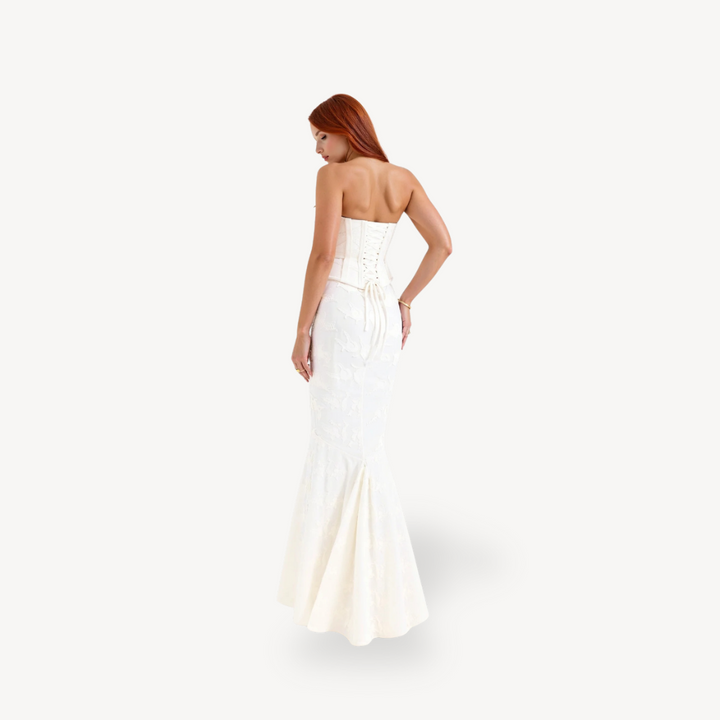 Womens Strapless Maxi Dress Lace Fit