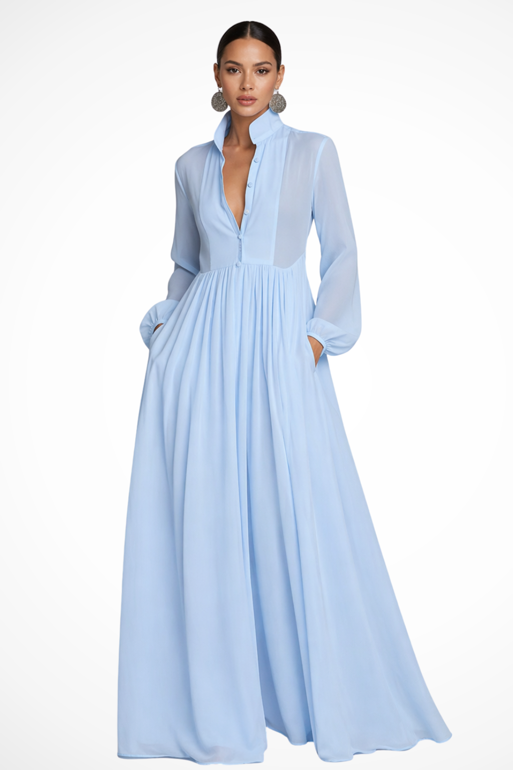 Womens Maxi Dress Garden-Inspired Elegant Fit - BritishMode