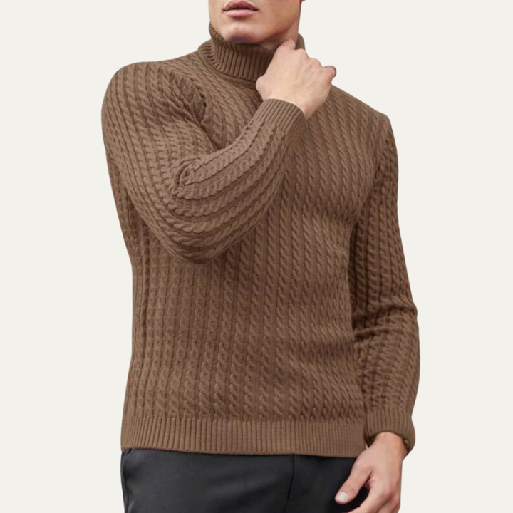 Mens Turtleneck Sweater Vertical Knit Pattern