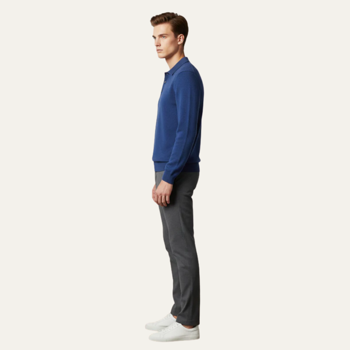 Mens Knit Polo Sweater Long Sleeve