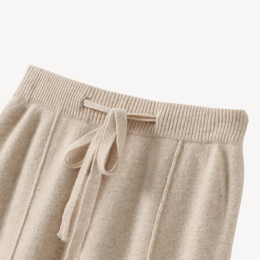 Womens Cashmere Wide-Leg Pants Relaxed Fit Loungewear