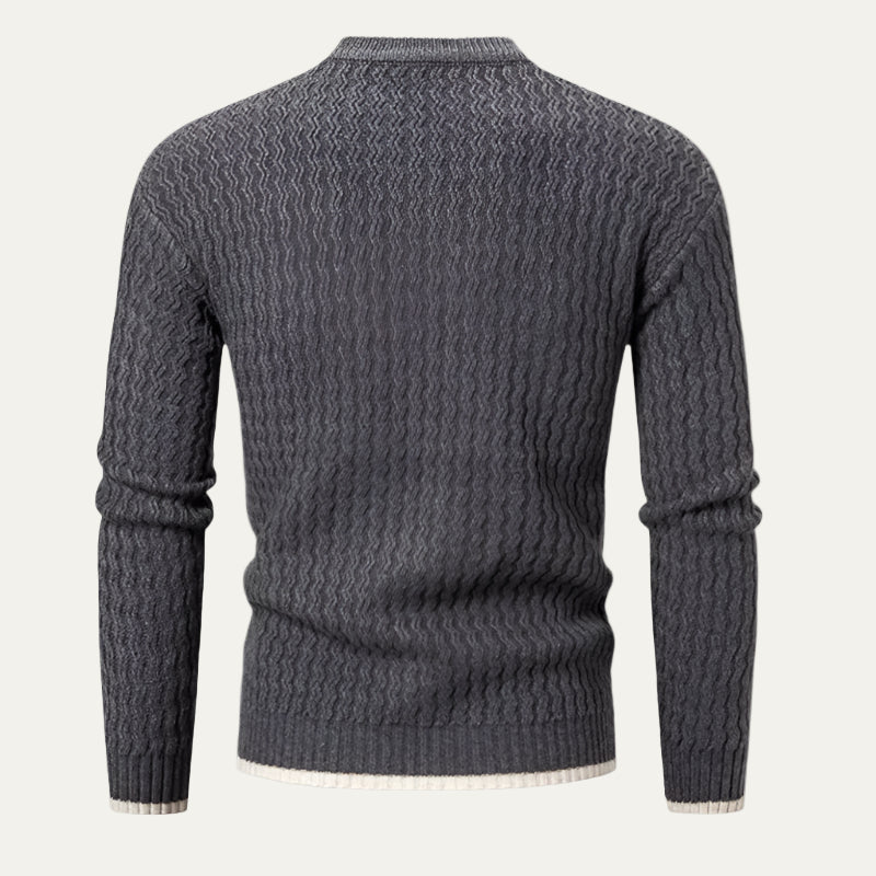 Mens Knit Sweater Textured Vertical Pattern Regular Fit