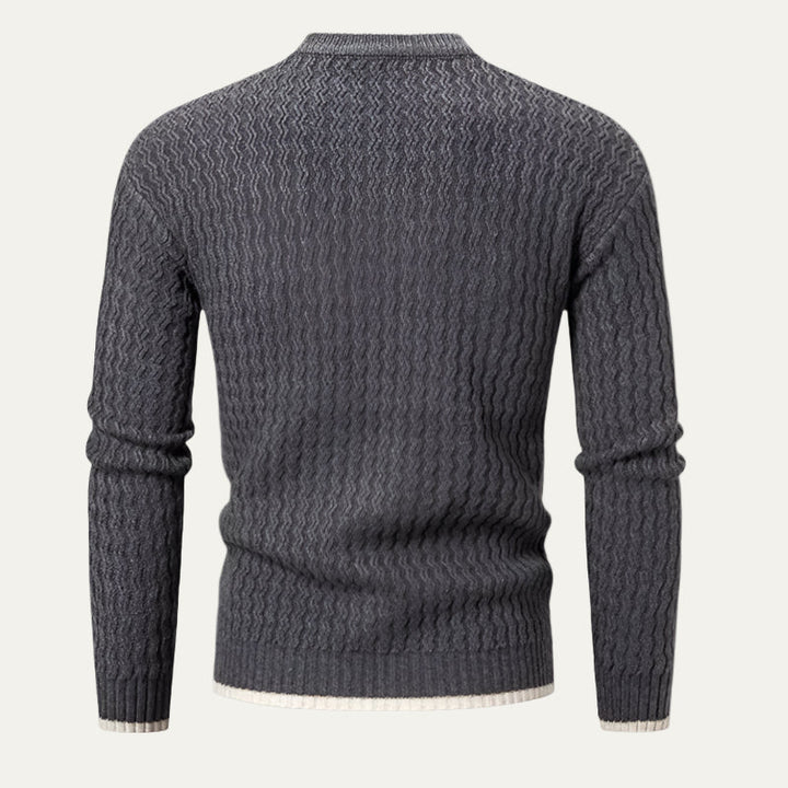 Mens Knit Sweater Textured Vertical Pattern Regular Fit