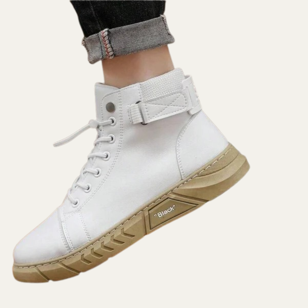 Mens High-Top Sneaker Boot with Strap and Lug Sole