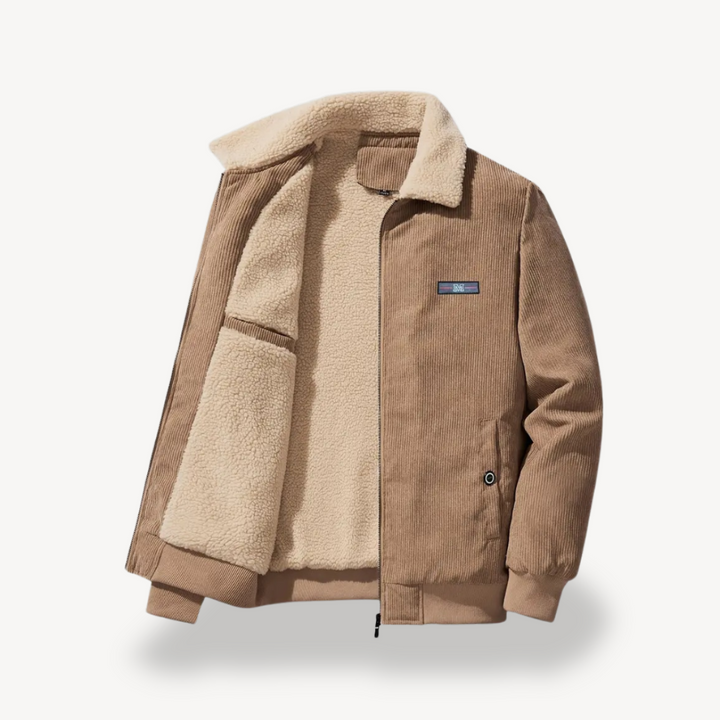 Mens Bomber Jacket Corduroy Sherpa Lined