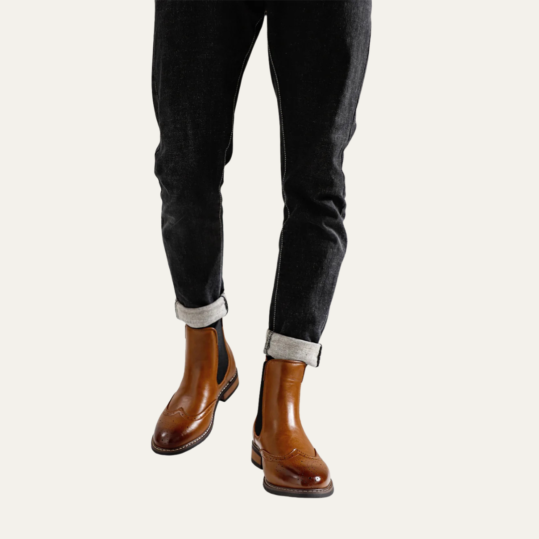 Mens Chelsea Boots Leather Classic Slip-On