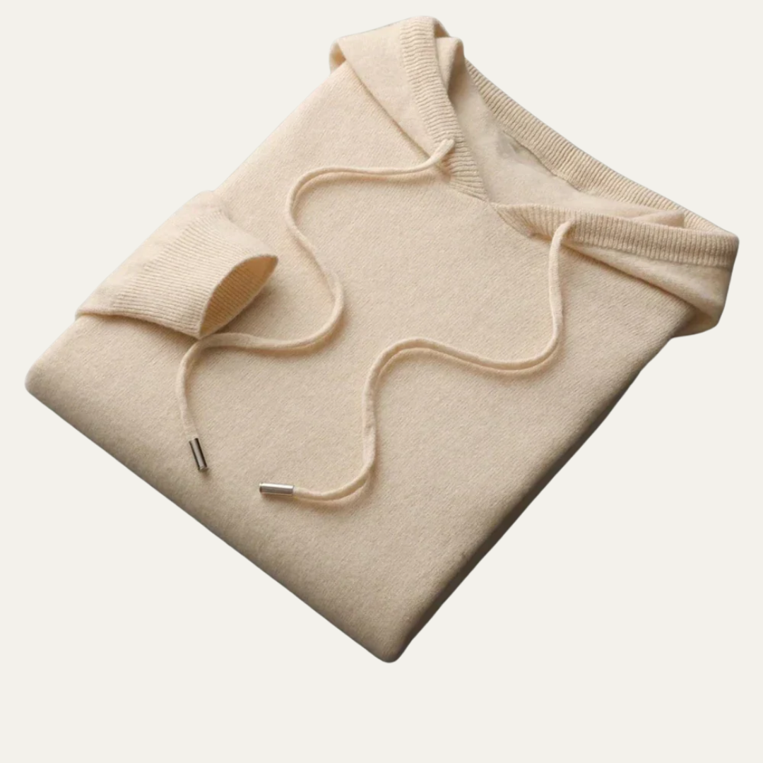 Mens Hooded Sweater with Adjustable Drawstring and Ribbed Cuffs