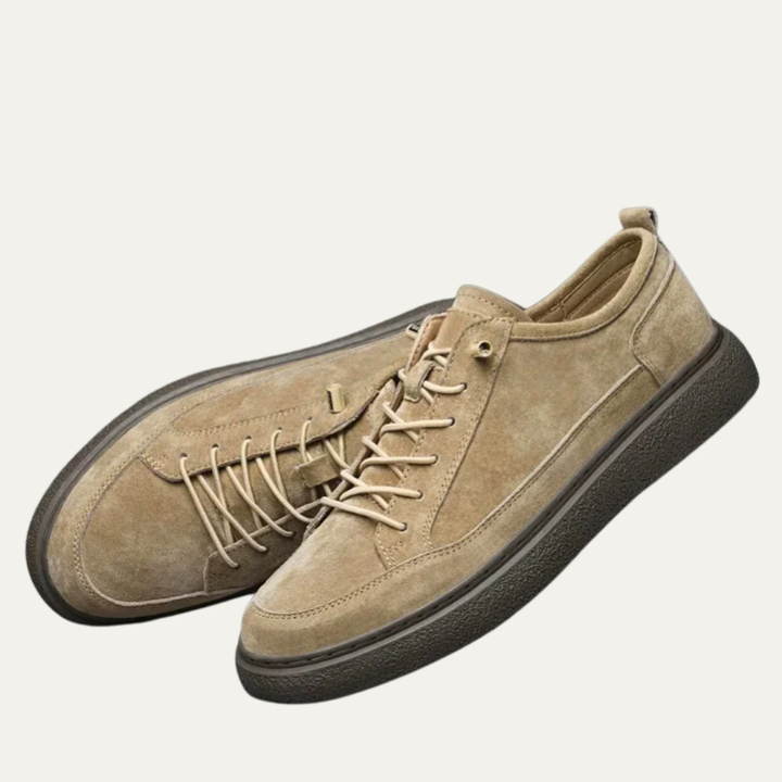Mens Derby Sneakers Textured Suede Platform