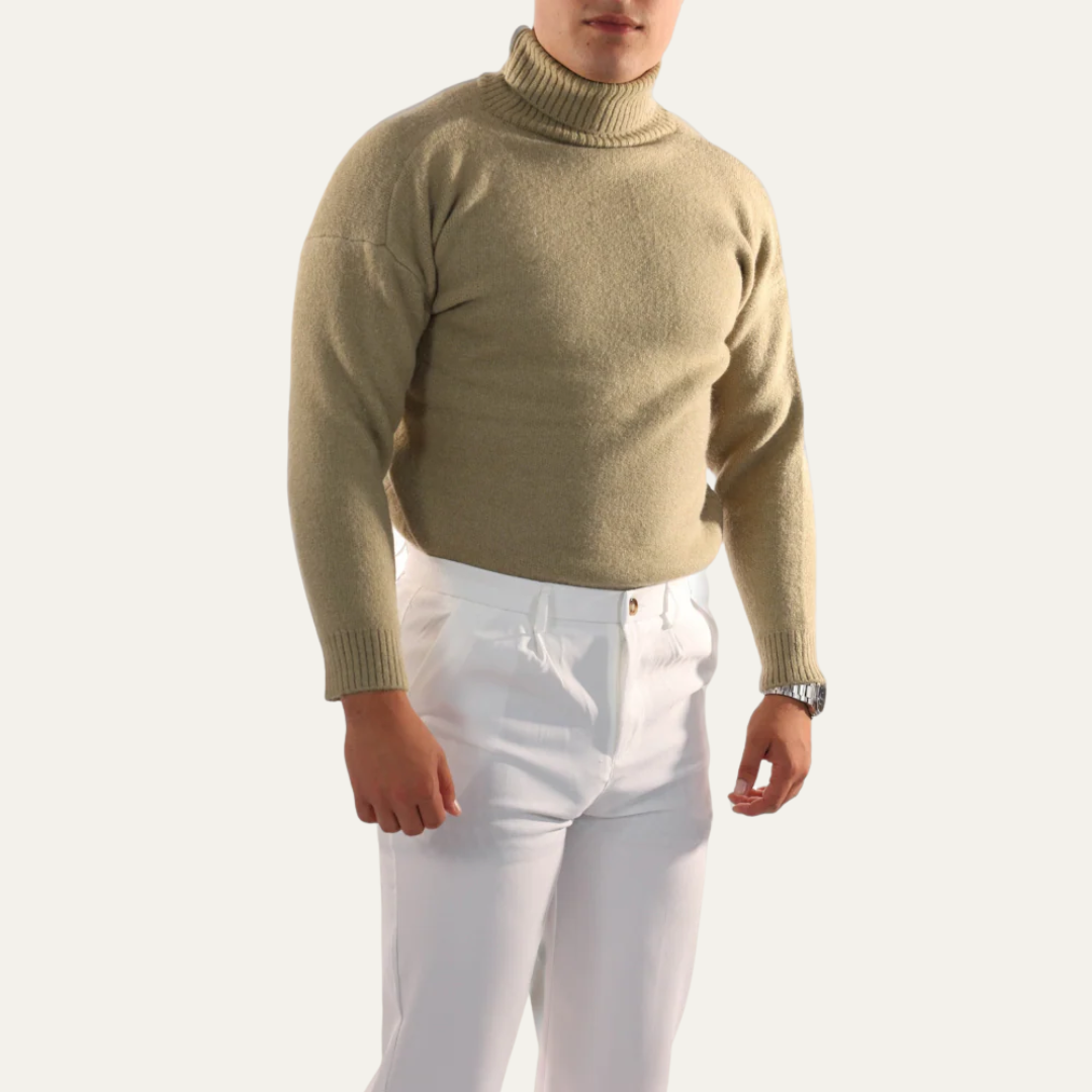 Mens Oversized Turtleneck Sweater Plush Knit
