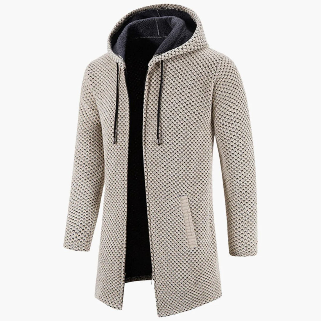 Mens Longline Knit Cardigan Hooded Casual Fit