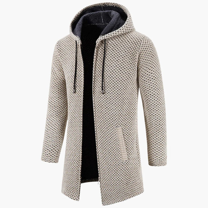 Mens Longline Knit Cardigan Hooded Casual Fit