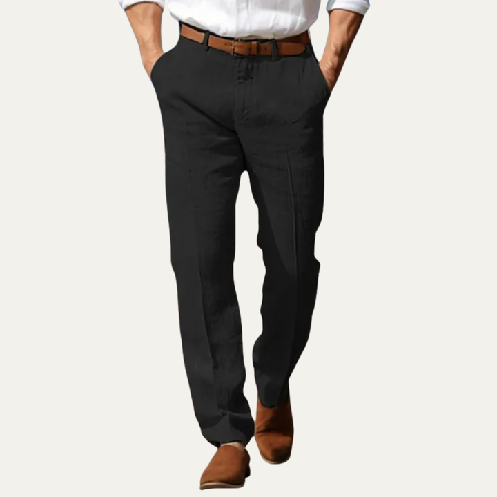 Mens Linen Blend Trousers Relaxed Fit