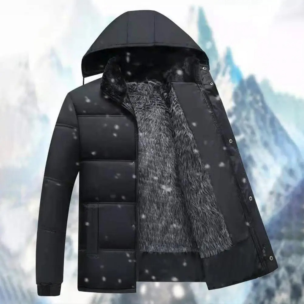 Mens Padded Hooded Jacket Insulated Warm Fit