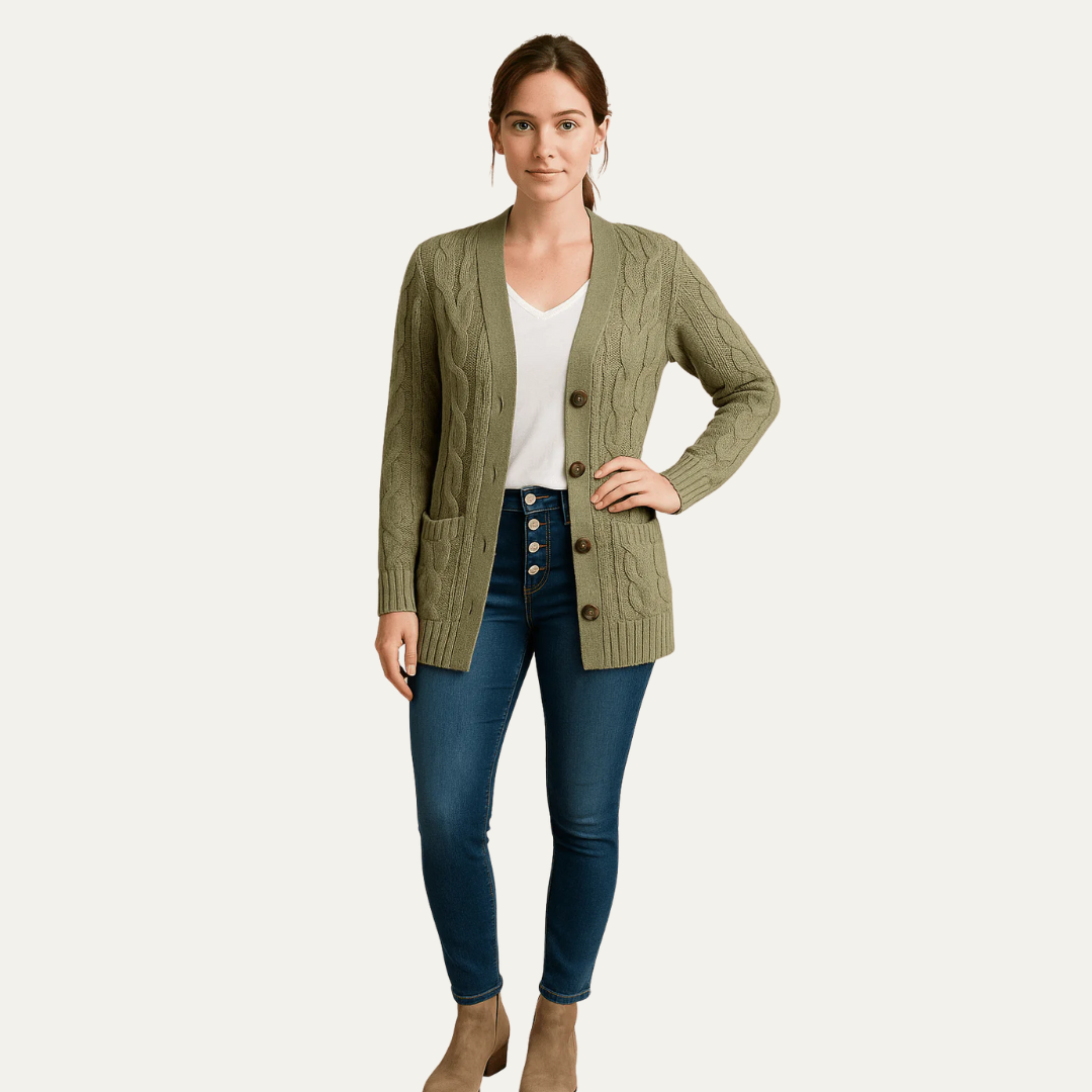 Womens Mid-Length Cardigan Sweater Classic Fit