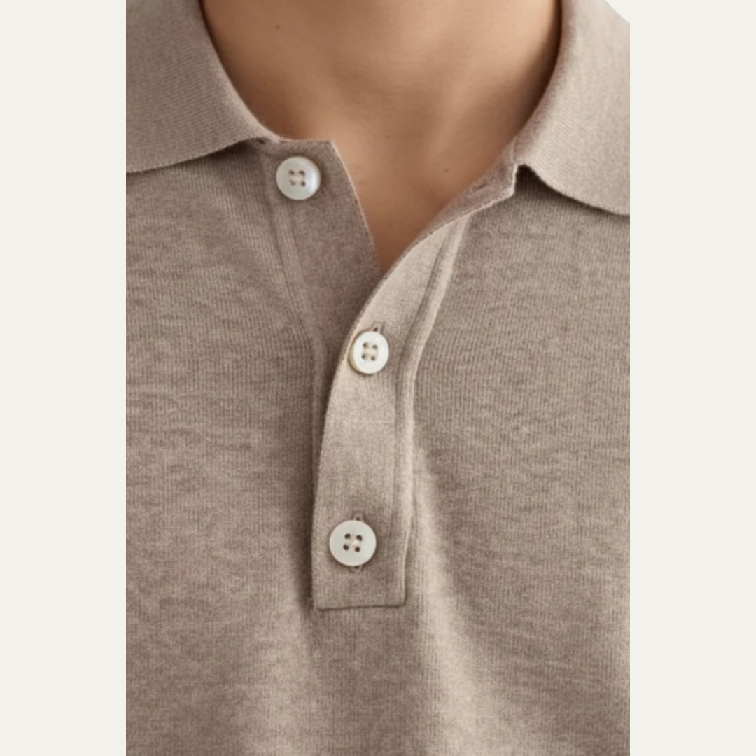 Mens Polo Sweater Fine Knit Long Sleeve