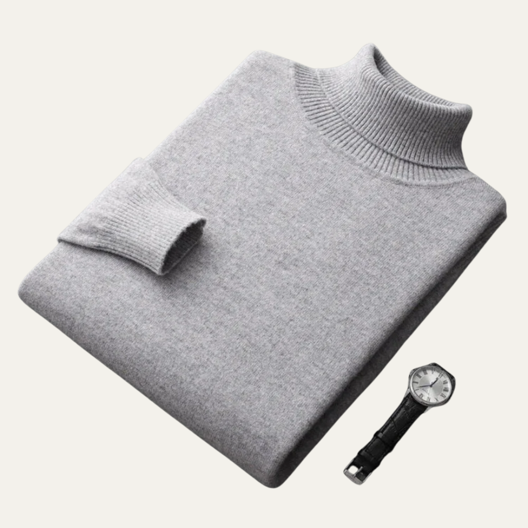 Mens Turtleneck Sweater Fine Gauge Fitted