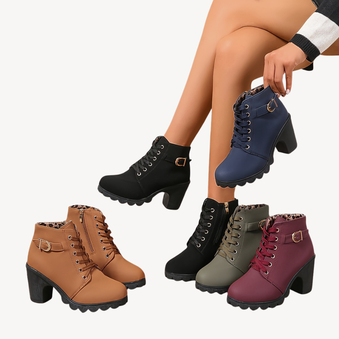 Womens Orthopedic Lace-Up Heeled Booties