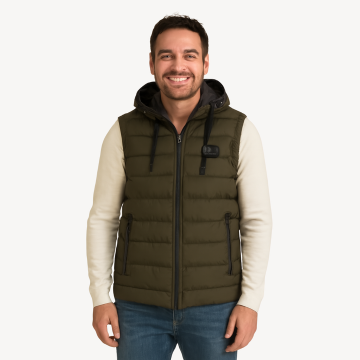 Mens Puffer Vest with Hood Quilted Sleeveless - BritishMode