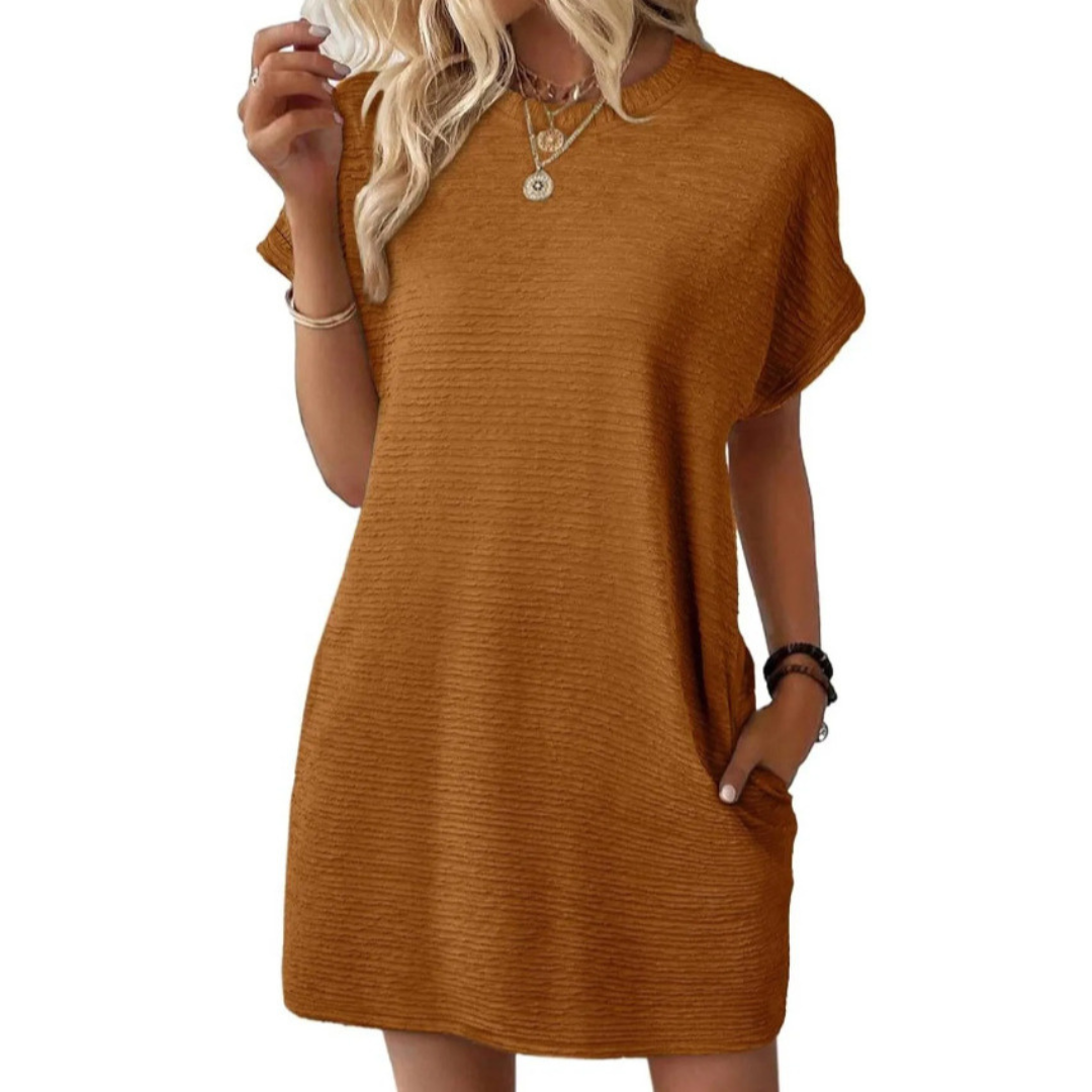 Womens Mini Dress with Short Sleeve and Pockets