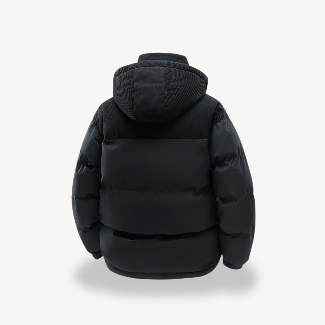 Mens Puffer Jacket Corduroy Hooded Casual Fit