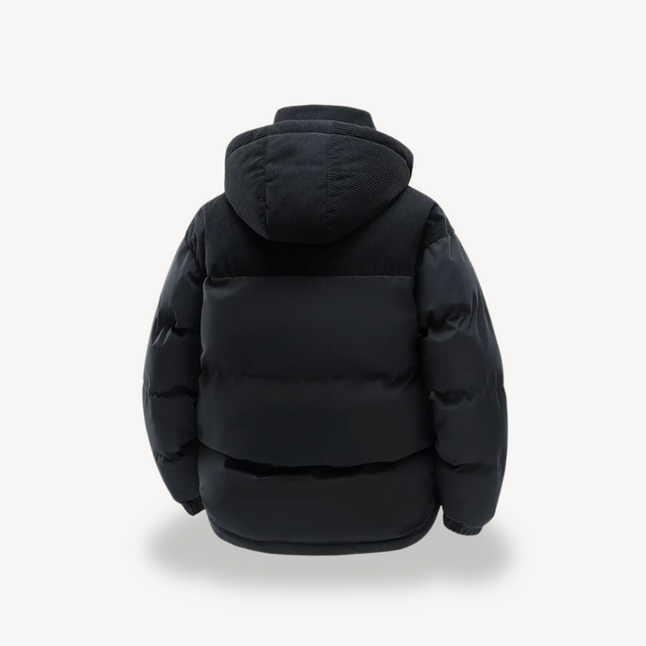 Mens Puffer Jacket Corduroy Hooded Casual Fit