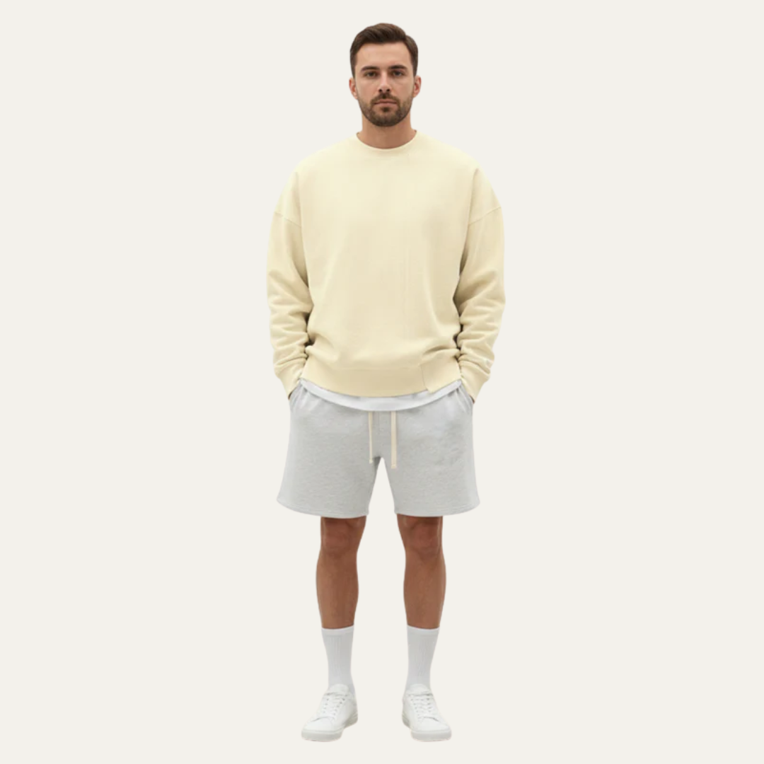 Mens Oversized Crewneck Sweatshirt Exposed Seam Detail