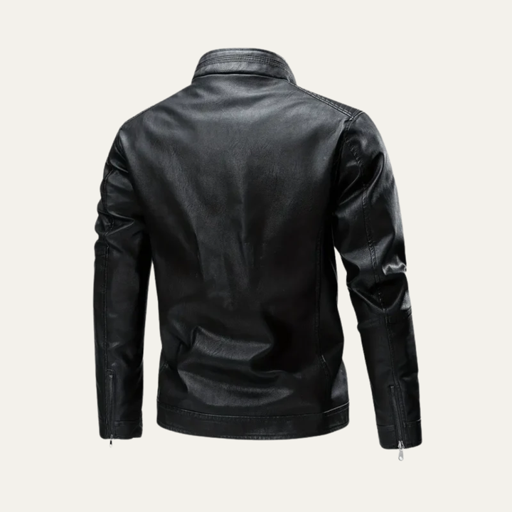Mens Motorcycle Jacket Faux Leather Slim Fit