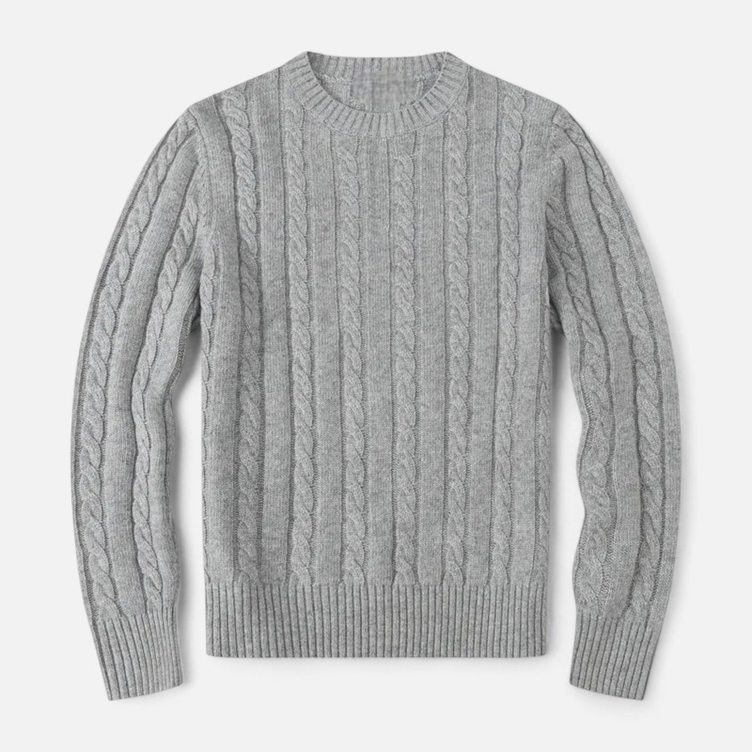 Mens Cotton Knit Sweater with Round Neck Classic Fit