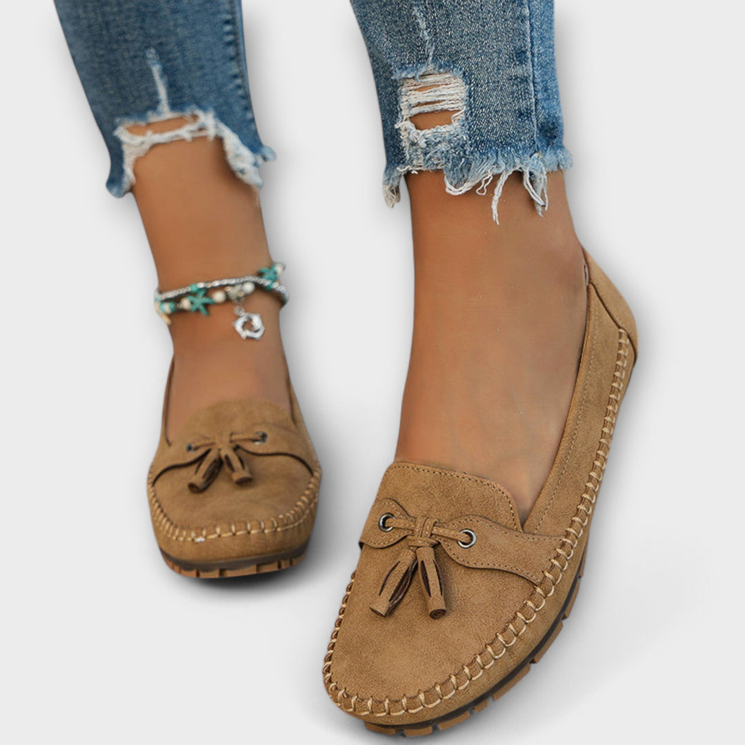 Womens Orthopedic Loafer Shoes Suede Tassel Flat