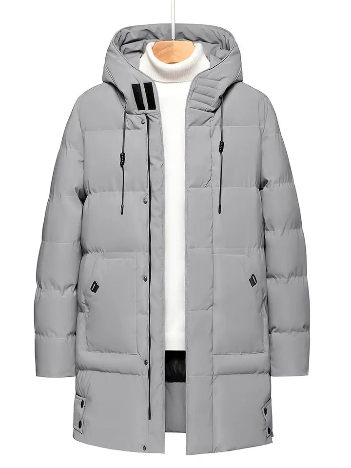 Mens Padded Winter Jacket with Hood and Zip Front