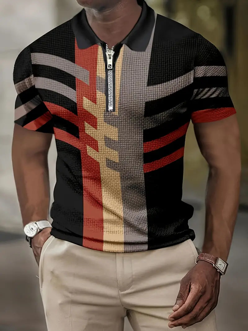 Mens Short Sleeve T-Shirt Color-Block Casual Fit